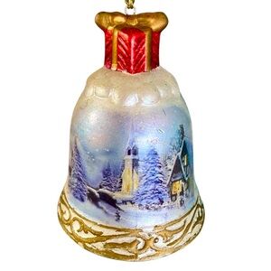 Vintage Antique Ceramic Ornament Christmas new years tree decoration Bell blue